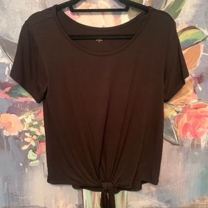 Loft Outlet Black Tie Front T-Shirt